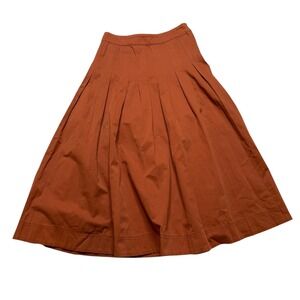 EN SAISON Burnt Orange Rust Pleated Midi Skirt A-Line Women's Size XS